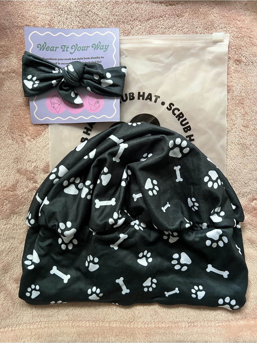 Hello Headband Scrub Hat with Scrunchie